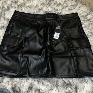 Unmatched Faux Leather Cargo Skirt